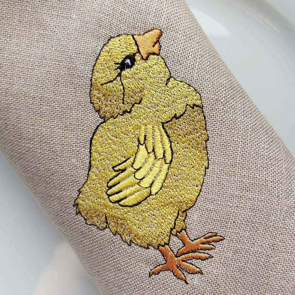 Embroidered Set of Two Little Chick Napkins