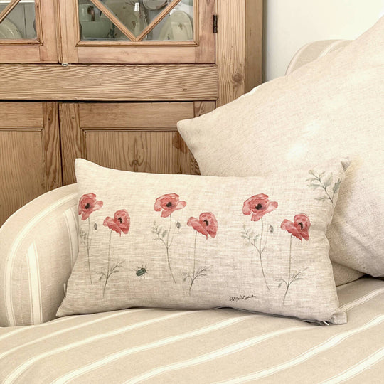 Linen Poppies Cushion