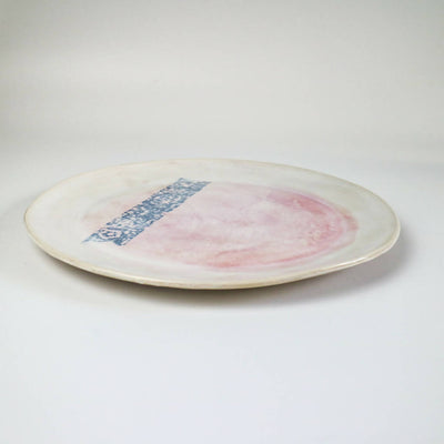 Stoneware Clay Plate In Pink Watercolour Design