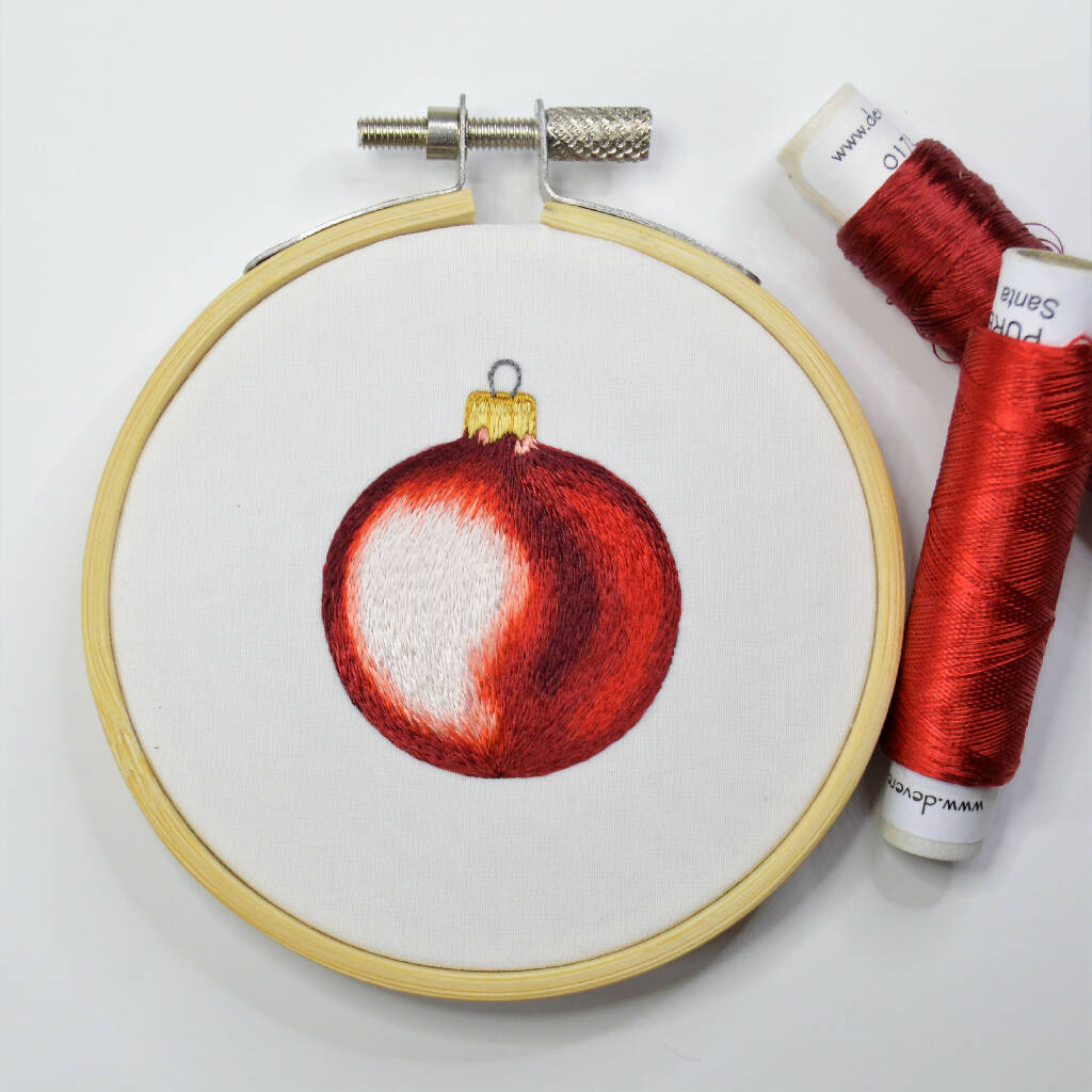 Christmas Bauble Silk Hand Embroidered Decoration