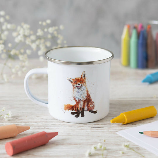 Fox Enamel Mug in White