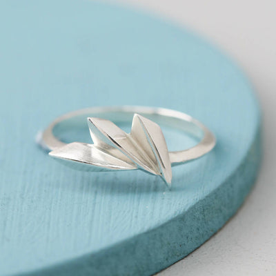 Geometric Fan Statement Ring in Solid Sterling Silver