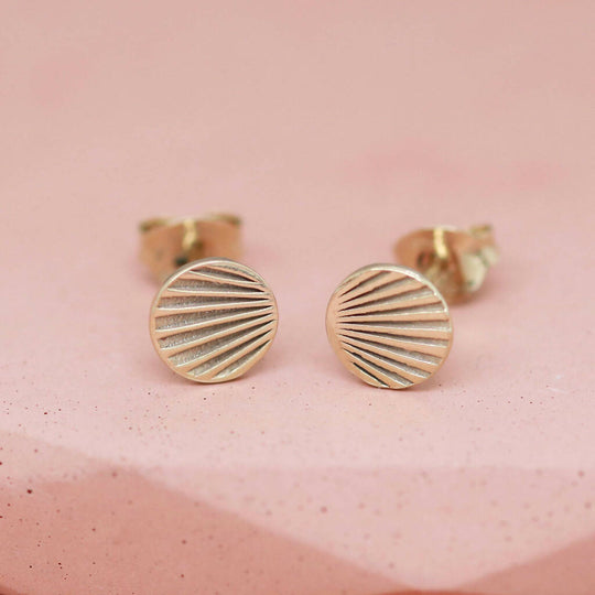 Small Sunburst Stud Earrings in Solid 9ct Gold