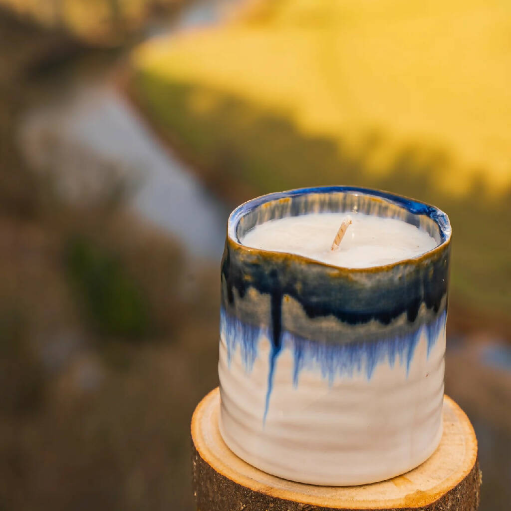 Blue Ombre Ceramic Garden Candle
