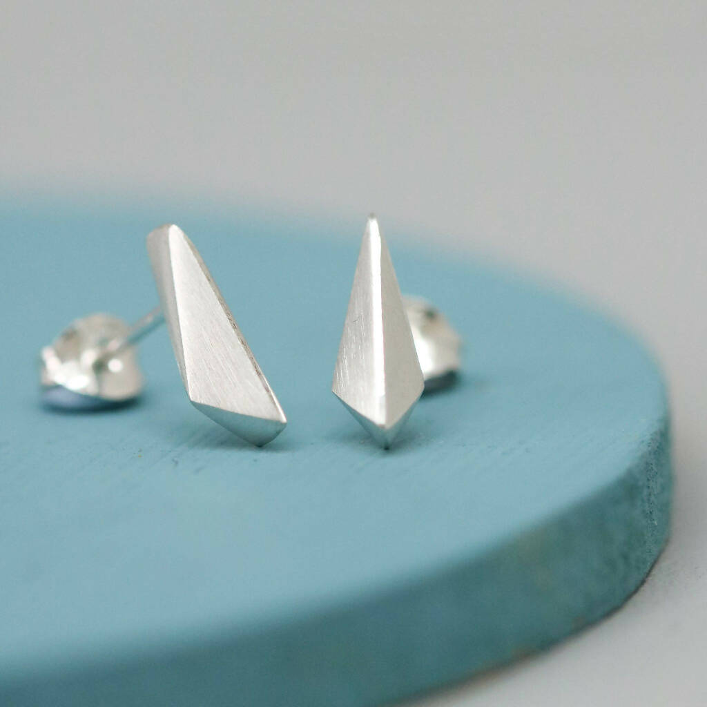 Kite Shape Stud Earrings in Solid Sterling Silver