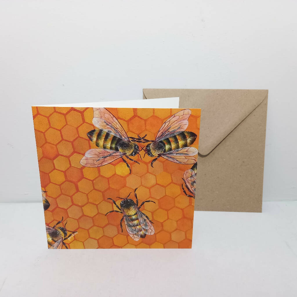 'Honeybees' Square Greetings Card