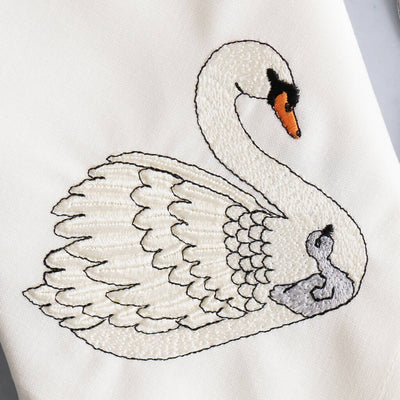 Embroidered Set of Two Swan Napkins