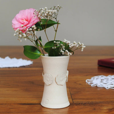 Blossoms Ceramic Vase in Cotton White
