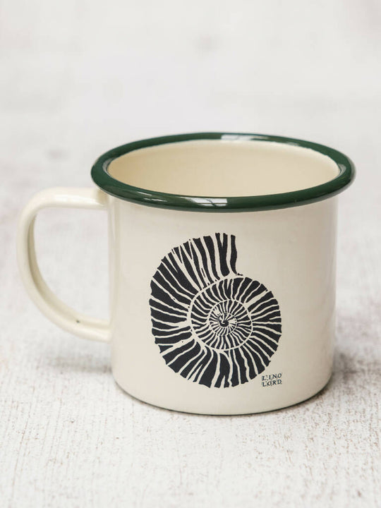 Ammonite Etched Enamel Mug