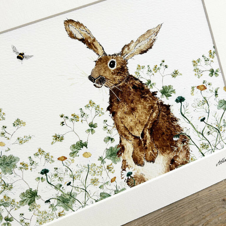 Hare, Daisy and Bee Art Print