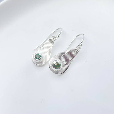 Geometric Teardrop Earrings in Turquoise Fine Silver