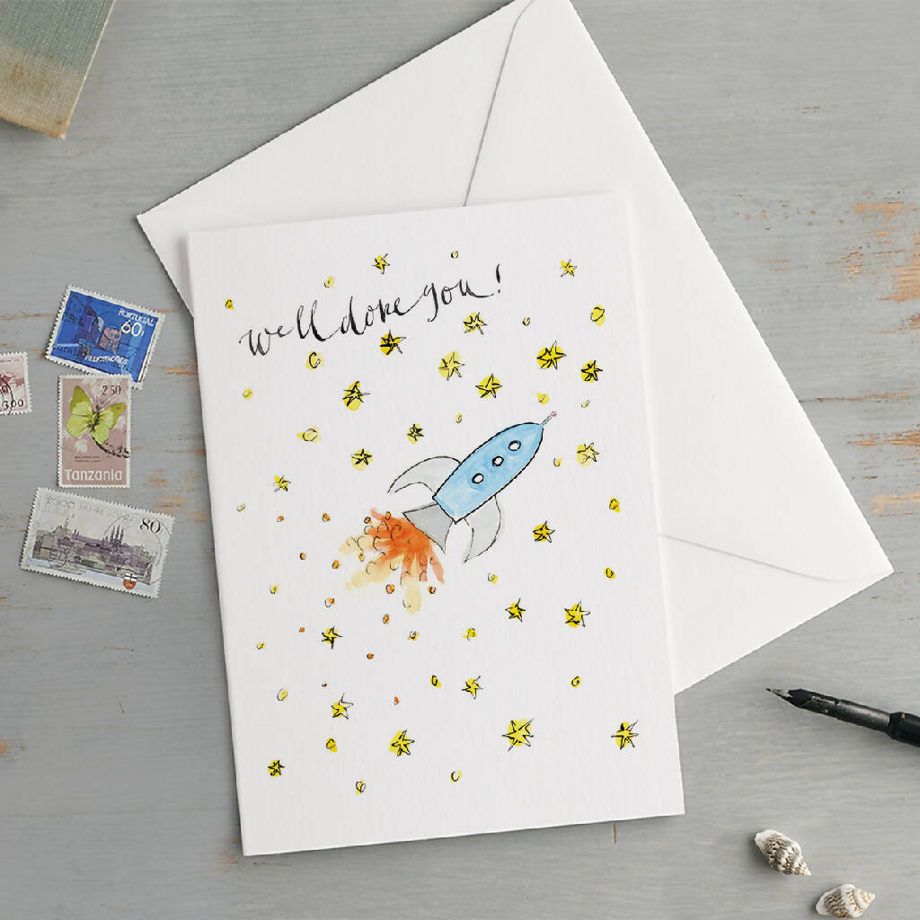 'Well Done You!' Rocket Congratulations Card