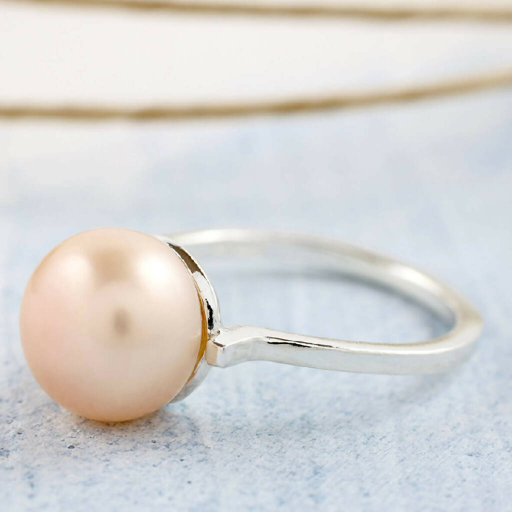 Pearl Cocktail Ring in Solid Sterling Silver