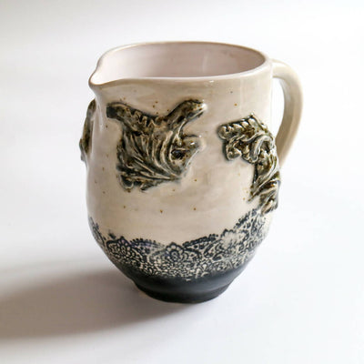 Stoneware Clay Jug in Lace Design