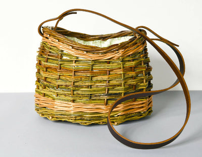 Small Oval Basket with Leather Shoulder Strap and Lining