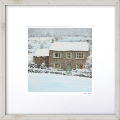 Snowy Cottage - Christmas Art Print - Signed and Mounted