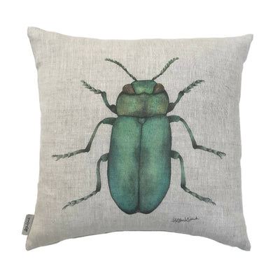 Linen Jewel Beetle Cushion