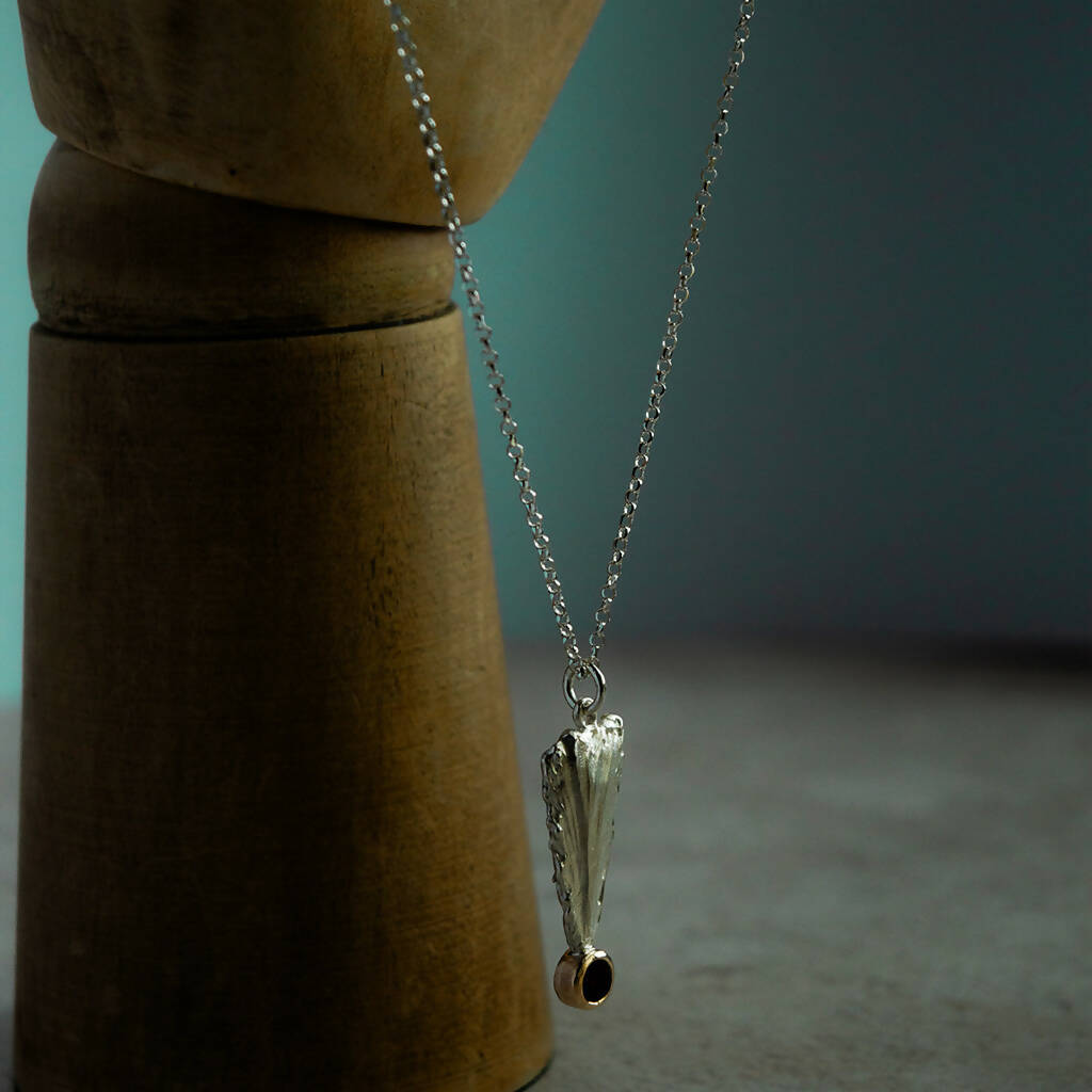 Solid Sterling Silver and 9ct Gold with Garnet "Arrowhead" Heart Pendant Necklace