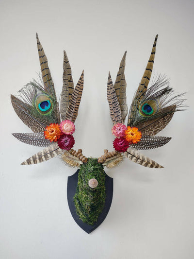 Sunset Peacock Botanical Stag MINI Wall Mount