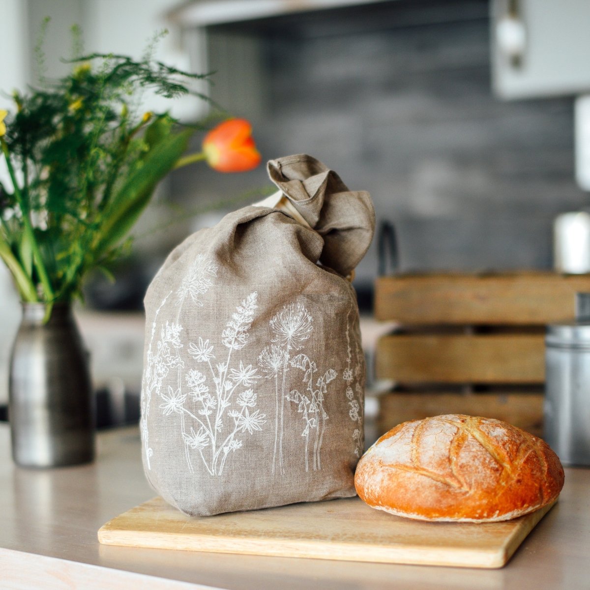 Breathable Linen Bread Bag Garden Design