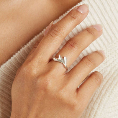 Geometric Fan Statement Ring in Solid Sterling Silver