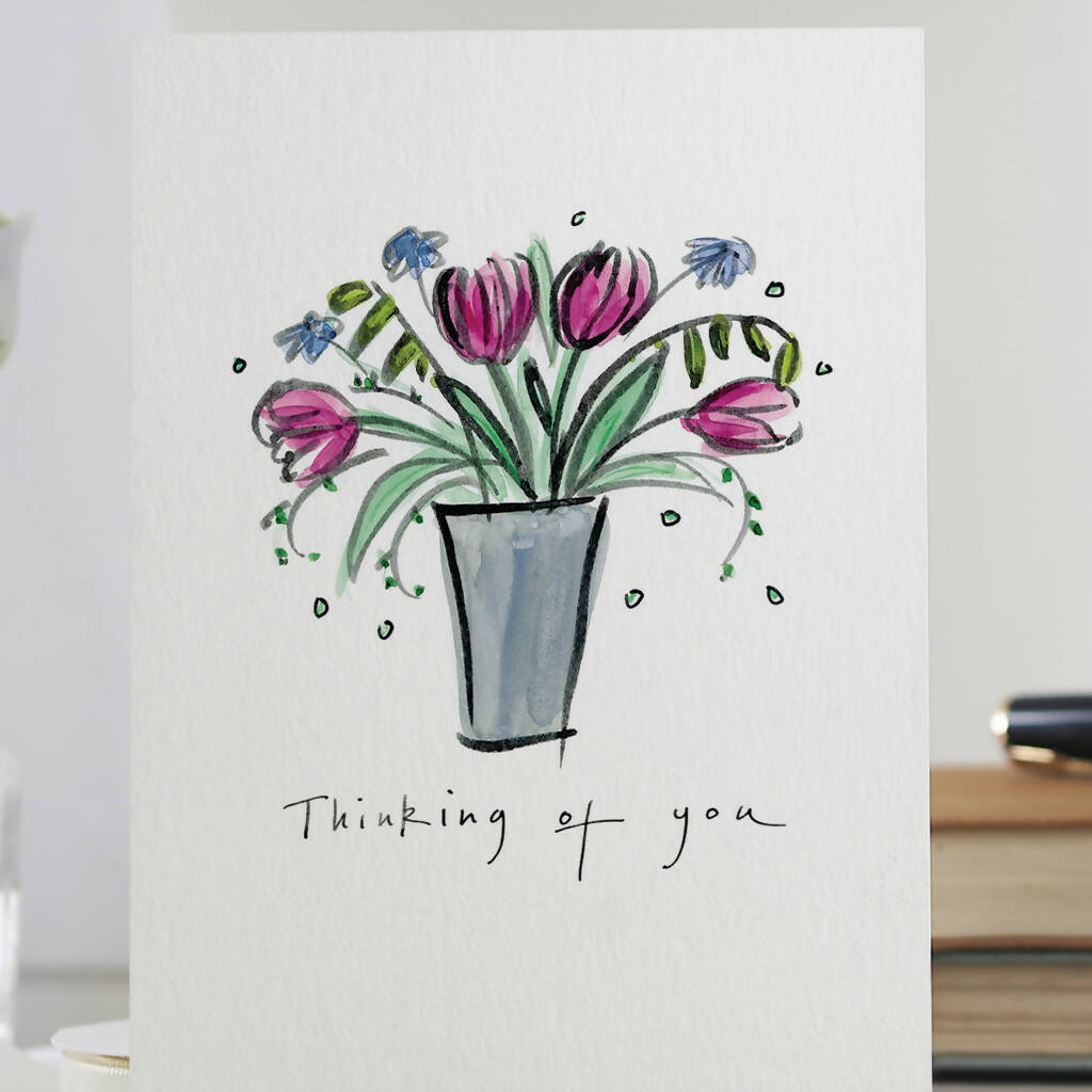 'Thinking Of You' Vase Of Tulips Card