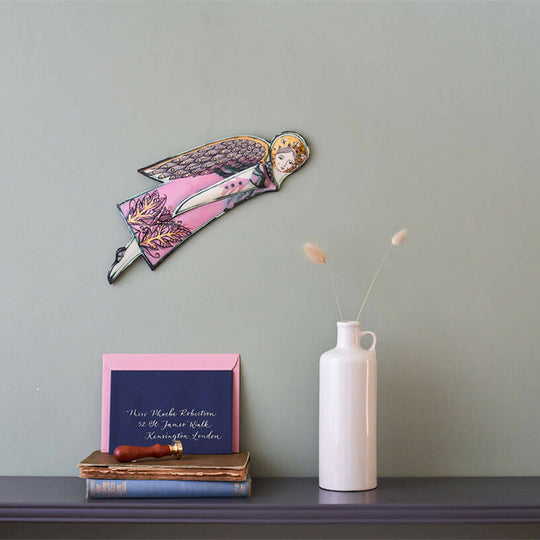 Wall Hung Ceramic Angel, Left Hand Side