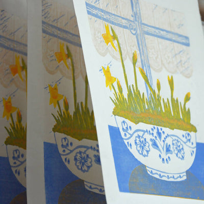 Potted Spring Joy - Limited Edition - Original Linocut Print