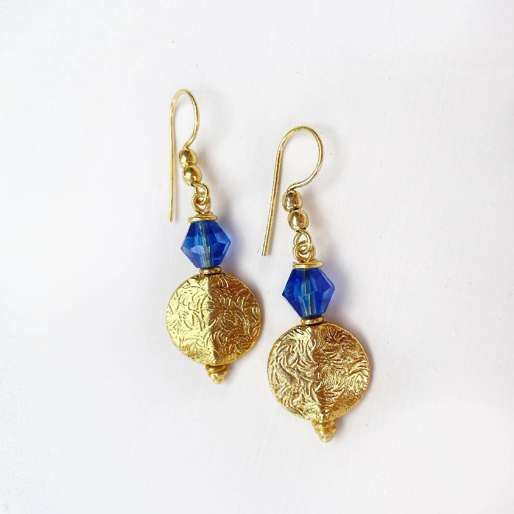 Etched Detail 18ct Gold Plated Earrings