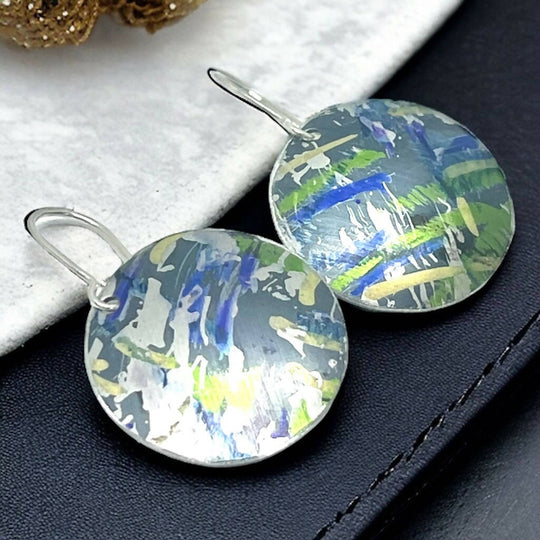 Forget-me-not Inspired Aluminium Disk Earrings