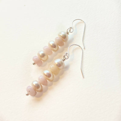Pink Opal And Freshwater Pearl Earrings