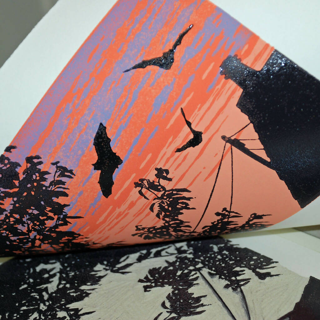 Back Garden Bats - Limited Edition - Original Linocut Print