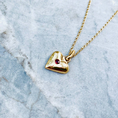 Ruby Heart - Ethical Gold Pendant Necklace in 9ct and 18ct
