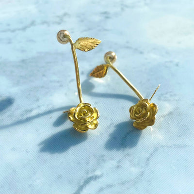 Perfecta Earrings - Ethical Gold Earrings Roses