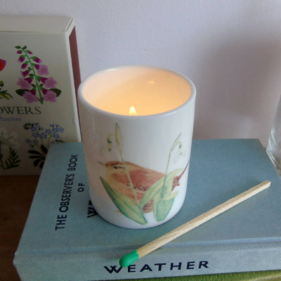 Wren and Snowdrops Bone China Candle Holder