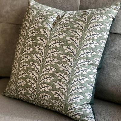 Leafy Sage Green Velvet-Backed Cushion