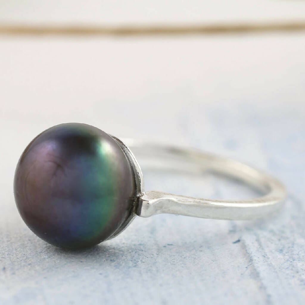 Pearl Cocktail Ring in Solid Sterling Silver