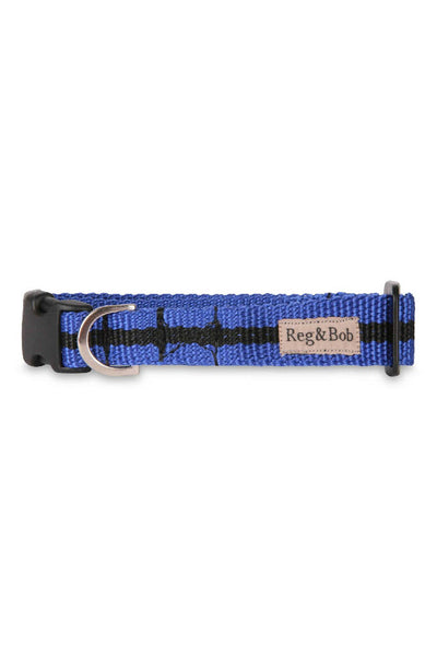 Dog Collar In Blue And Black Stripe