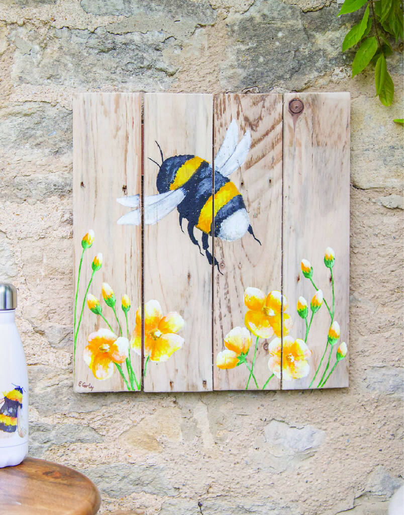 Bumble Bee Hand Painted Wood Art