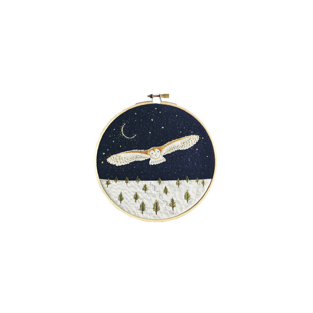 Starry NIght Owl Embroidery Cut out on white