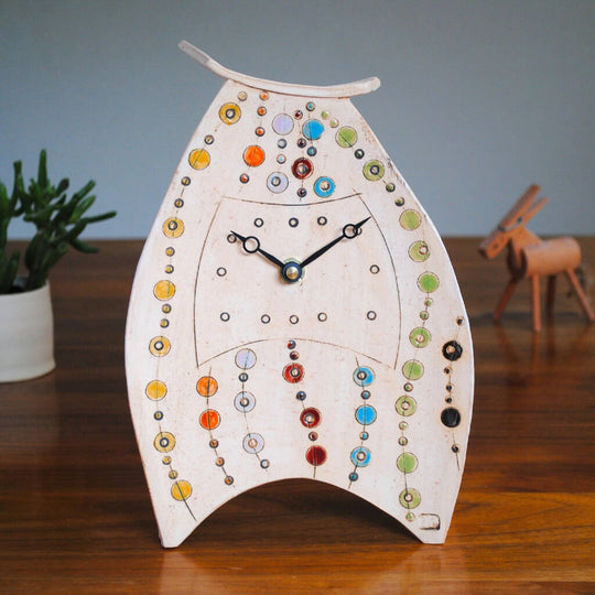 Large Mantel Clock with Colourful Beads