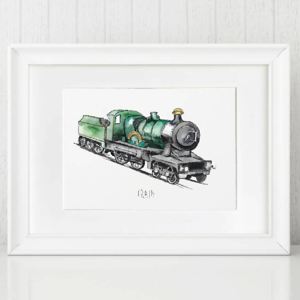 Steam Train Watercolour Art Print