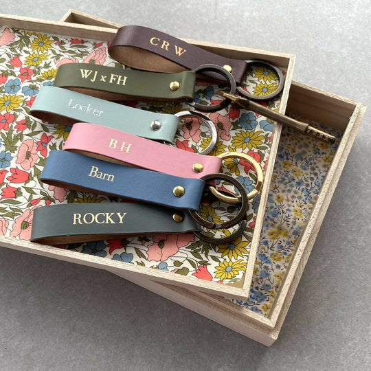 Personalised Recycled Leather Loop Keyring
