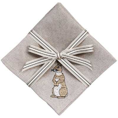 Embroidered Rabbit Cocktail Napkins - Set of Four