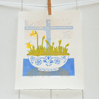 Potted Spring Joy - Limited Edition - Original Linocut Print