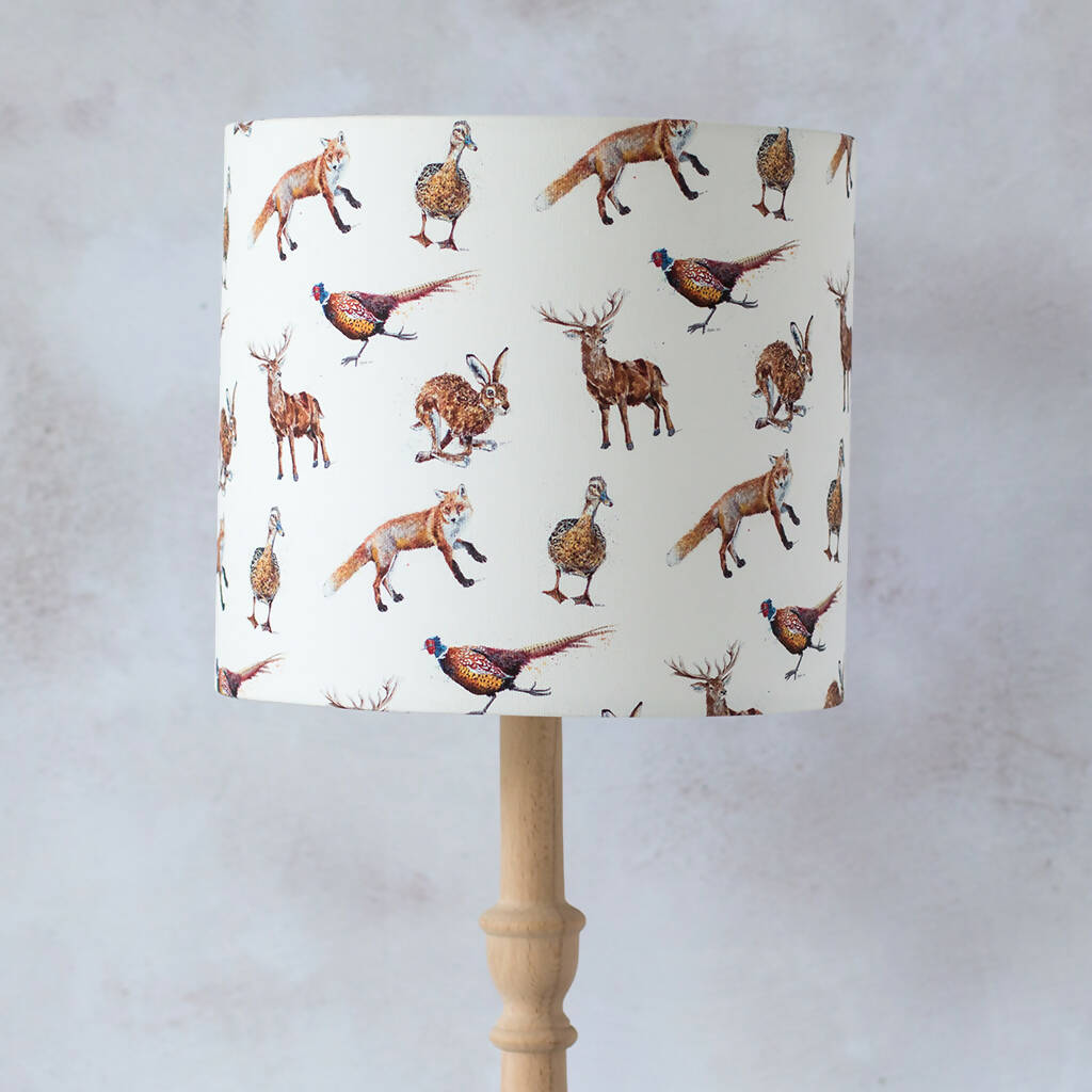 Game Wildlife Canvas Lampshade in Cream