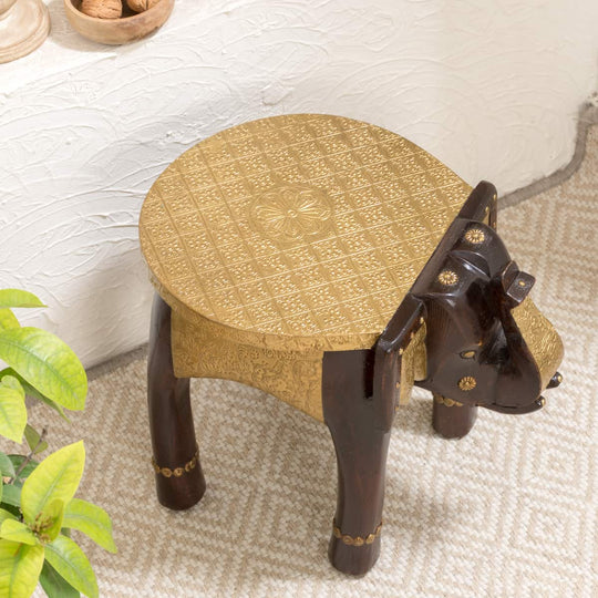 Wooden Elephant Side Table