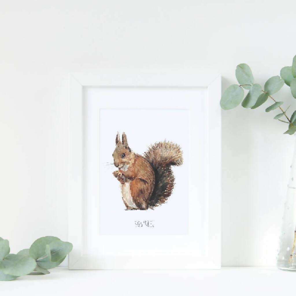 Squirrel Watercolour Art Print