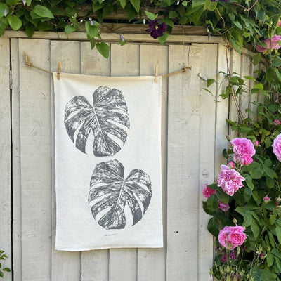 Natural Cotton Monstera Leaf Tea Towel