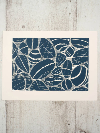 Cornish Pebbles on the Shoreline Lino Print